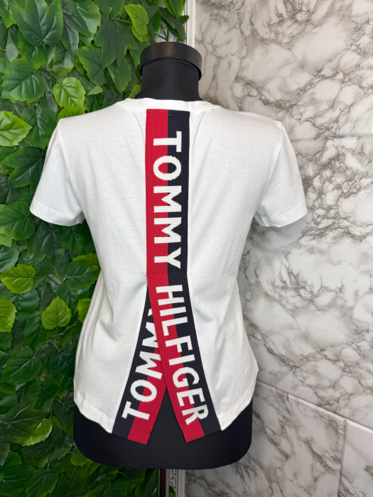 Tricou damă Tommy Hilfiger Alb Logo, original outlet [3]