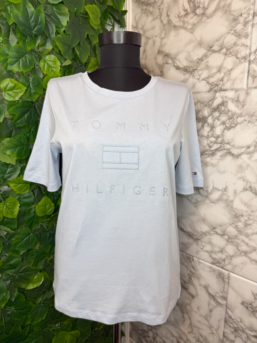 Tricou damă Tommy Hilfiger Albastru Logo, original outlet [1]