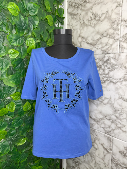Tricou damă Tommy Hilfiger Albastru Logo, original outlet [1]