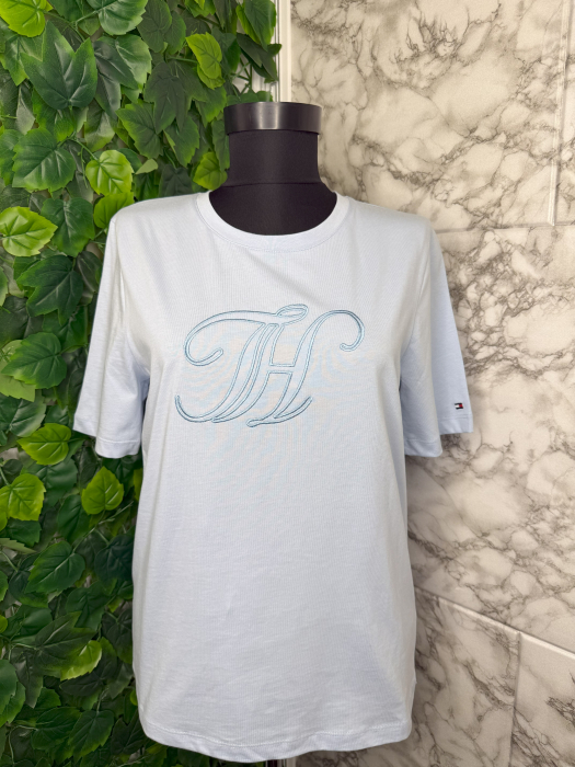 Tricou damă Tommy Hilfiger Albastru Logo, original outlet [1]