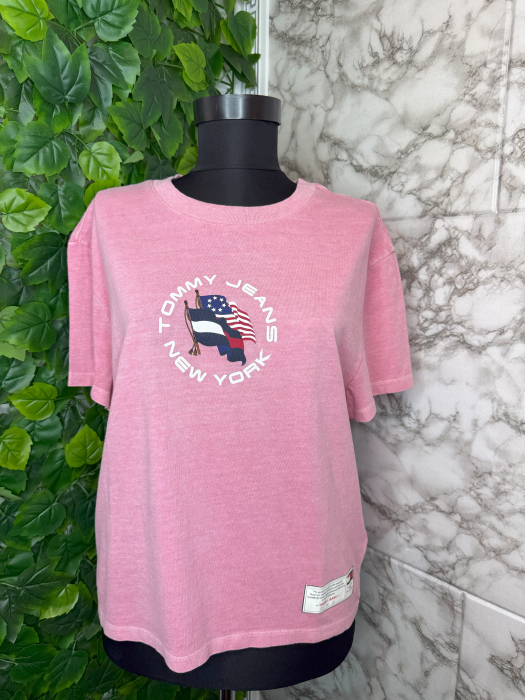 Tricou damă Tommy Hilfiger Jeans Roz, Logo, original outlet [1]