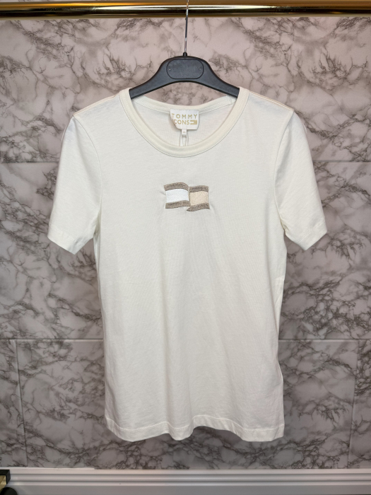 Tricou damă Tommy Hilfiger Bej Logo, original outlet [3]