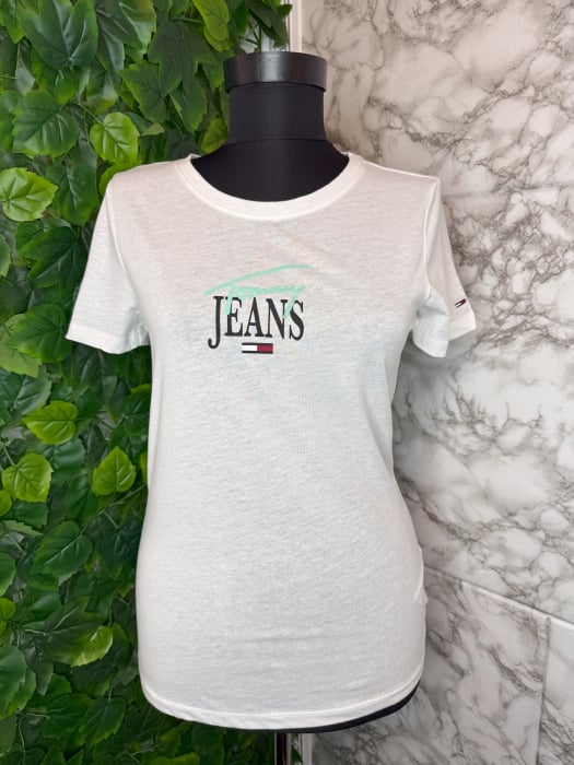 Tricou damă Tommy Jeans Alb, Logo, original outlet [1]