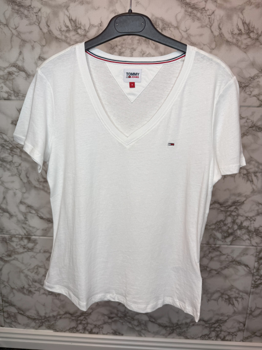 Tricou damă Tommy Jeans Alb, Logo, original outlet [3]