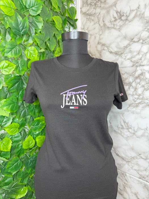 Tricou damă Tommy Jeans Negru, Logo, original outlet [4]
