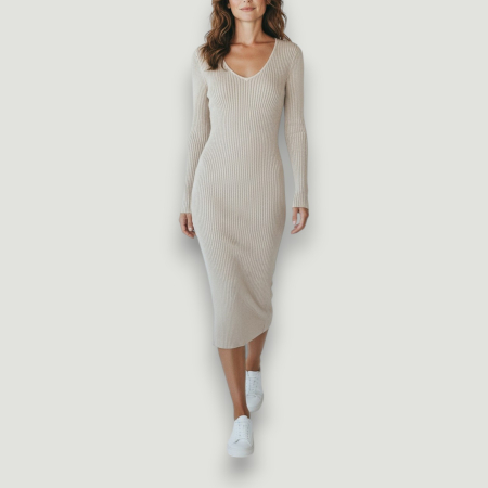 IMBRĂCĂMINTE DAMĂ - Rochie Premium Guess bej mulată damă – elegantă și sexy- – logo distinctiv, colecție outlet.