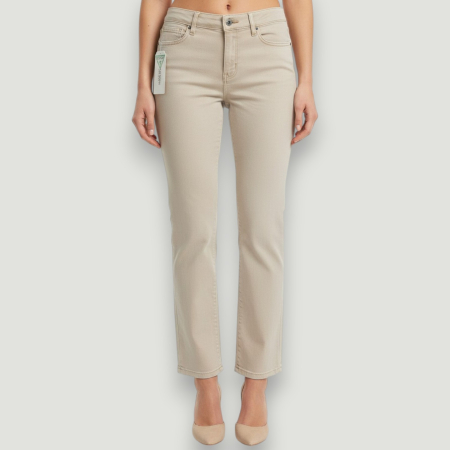 BLUGI - Blugi Guess damă crem croială dreaptă