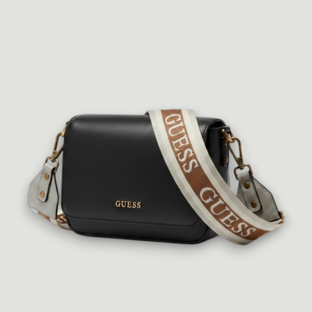 CURELE - Curea GUESS – logo imprimat, accesorii aurii, detaliu textil | Colecție outlet BeNut Style