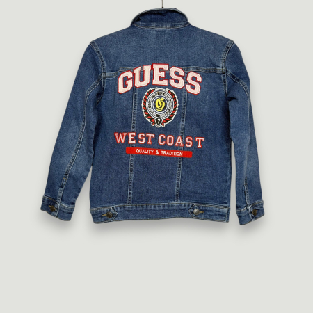 GECI - Geacă denim Guess Copii– logo distinctiv, colecție outlet.
