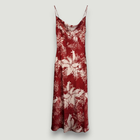 Rochie Guess lungă roșie satinată cu imprimeu floral damă, colecție outlet. [1]