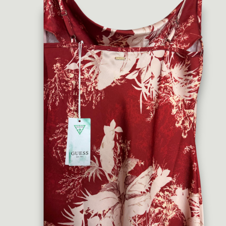 Rochie Guess lungă roșie satinată cu imprimeu floral damă, colecție outlet. [3]