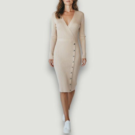 IMBRĂCĂMINTE DAMĂ - Rochie Premium Guess bej mulată damă – elegantă și sexy- logo distinctiv, colecție outlet.
