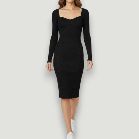 ROCHII - Rochie Premium Guess neagră mulată damă – elegantă și sexy- – logo distinctiv, colecție outlet.