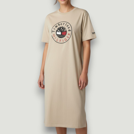 ROCHII - rochie-tricou-tommy-hilfiger-dama-crem