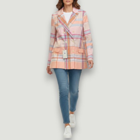 SACOURI - Sacou damă original Tommy Hilfiger - carouri multicolore, design elegant, colecție outlet