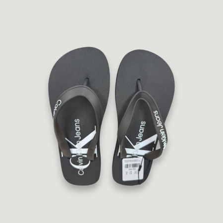 Șlapi Damă Calvin Klein Jeans – Negru cu Alb – logo distinctiv, colecție outlet. [1]