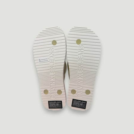 Șlapi Damă Calvin Klein Jeans – Alb cu Negru – logo distinctiv, colecție outlet. [2]