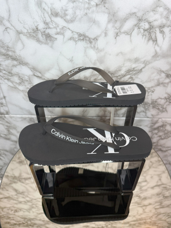 Șlapi Damă Calvin Klein Jeans – Negru cu Alb – logo distinctiv, colecție outlet. [4]