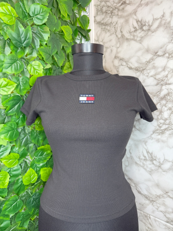 TRICOURI - Top damă Tommy Jeans Negru, Logo, original outlet