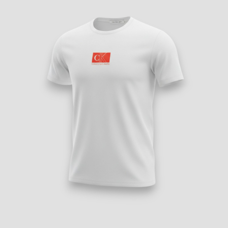 IMBRĂCĂMINTE BĂRBATI - Tricou Calvin Klein Jeans Alb Logo Portocaliu