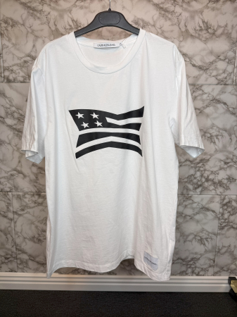 IMBRĂCĂMINTE BĂRBATI - Tricou Calvin Klein Jeans Alb Logo Negru