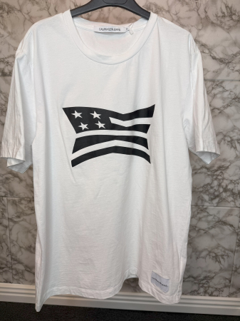 Tricou Calvin Klein Jeans Alb Logo Negru [3]