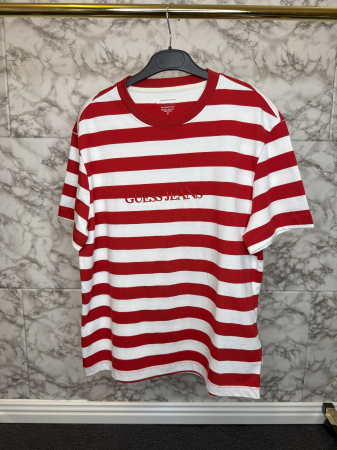 IMBRĂCĂMINTE BĂRBATI - Tricou Guess Barbati rosu cu alb, casual