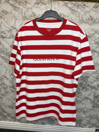 Tricou Guess Barbati rosu cu alb, casual [1]