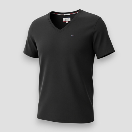 IMBRĂCĂMINTE BĂRBATI - Tricou Tommy Hilfiger Jeans Negru, cu logo brodat- Calitate Premium