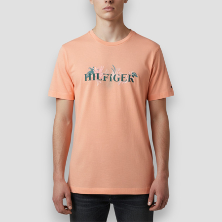 IMBRĂCĂMINTE BĂRBATI - Tricou Tommy Hilfiger Portocaliu, cu logo brodat- Calitate Premium
