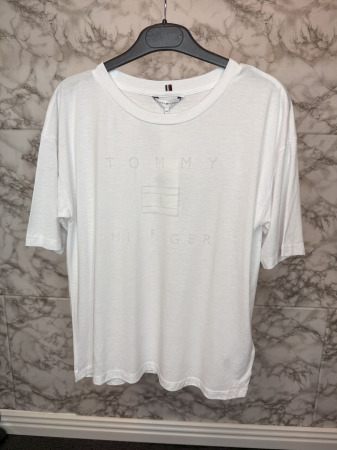 Tricou damă Tommy Hilfiger Alb Logo, original outlet [3]