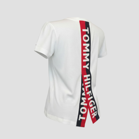 TRICOURI - Tricou damă Tommy Hilfiger Alb Logo, original outlet