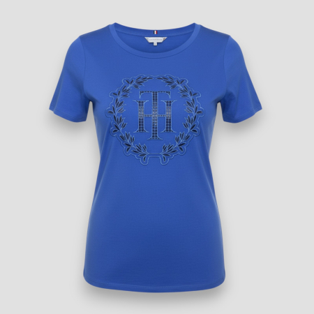 TRICOURI - Tricou damă Tommy Hilfiger Albastru Logo, original outlet