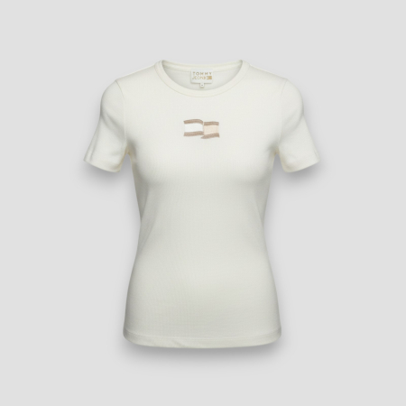 IMBRĂCĂMINTE DAMĂ - Tricou damă Tommy Hilfiger Bej Logo, original outlet