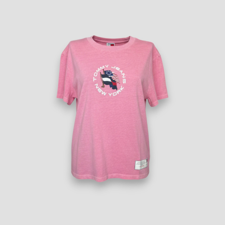 TRICOURI - Tricou damă Tommy Hilfiger Jeans Roz, Logo, original outlet