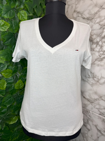 Tricou damă Tommy Jeans Alb, Logo, original outlet [1]