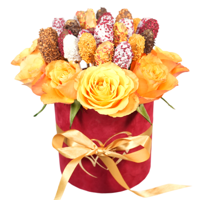 "Sunrise" – Buchet curmale în ciocolată [1]