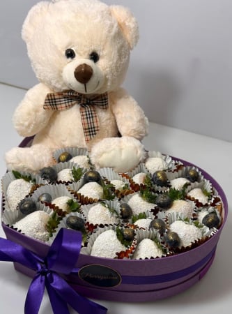 Buchete de Capsuni in Ciocolata - TEDDY SWEET HEART – Căpșuni în ciocolată