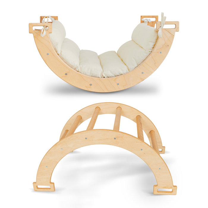 Balansoar Pikler din lemn, tip Montessori, multifunctional, cu perna [3]