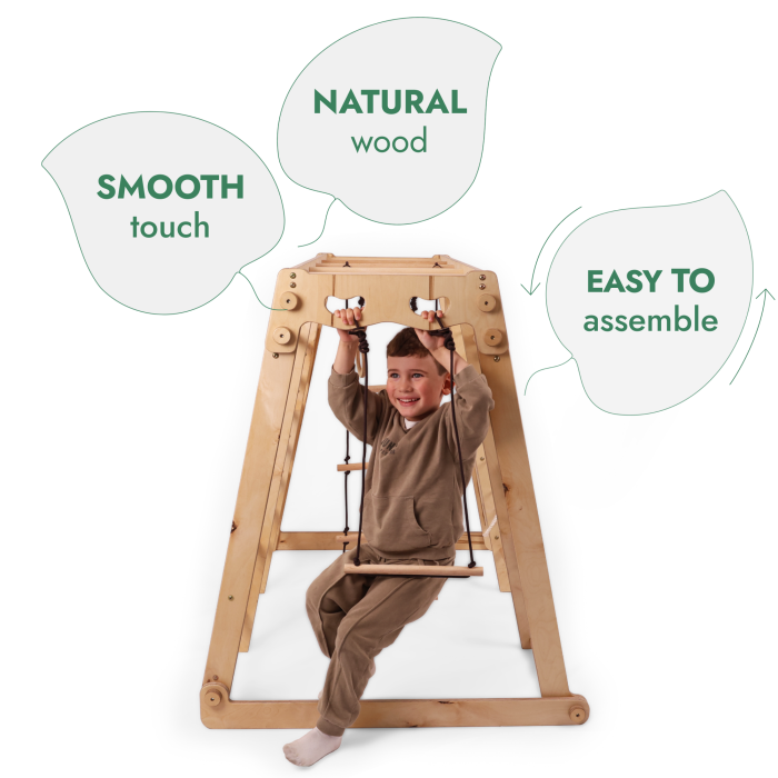 Complex de gimnastică de interior 6în1 pentru copii mici: loc de joacă + set de leagăne + tobogan + frânghie + scări [3]