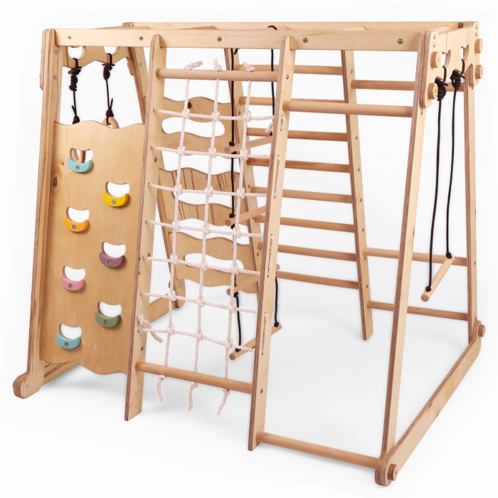 Complex de gimnastică de interior 6în1 pentru copii mici: loc de joacă + set de leagăne + tobogan + frânghie + scări [2]