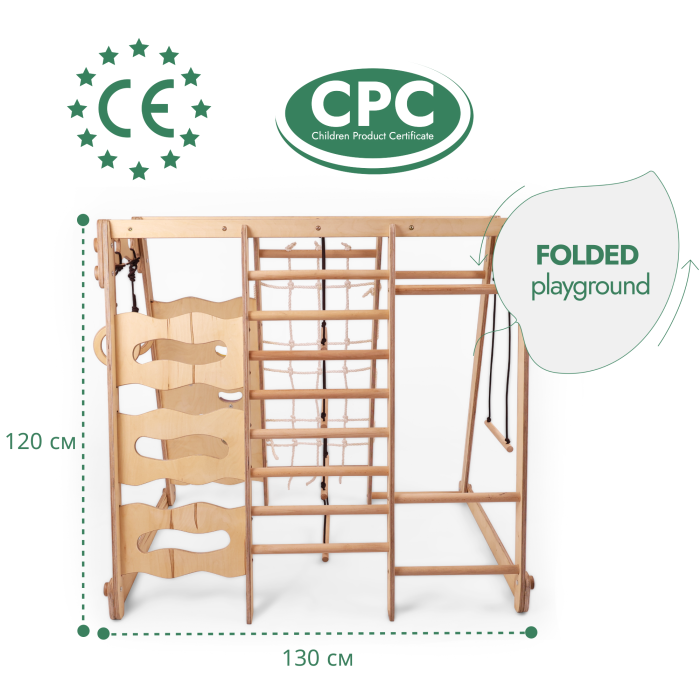 Complex de gimnastică de interior 6în1 pentru copii mici: loc de joacă + set de leagăne + tobogan + frânghie + scări [7]