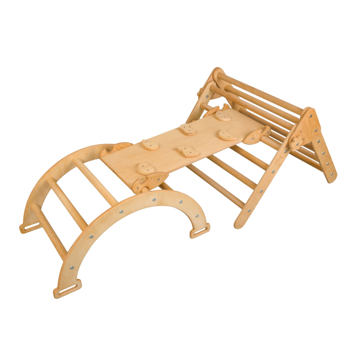Set de joaca 3in1 Pikler/Montessori, triunghi de escaladare cu tobogan si arc de catarare [3]