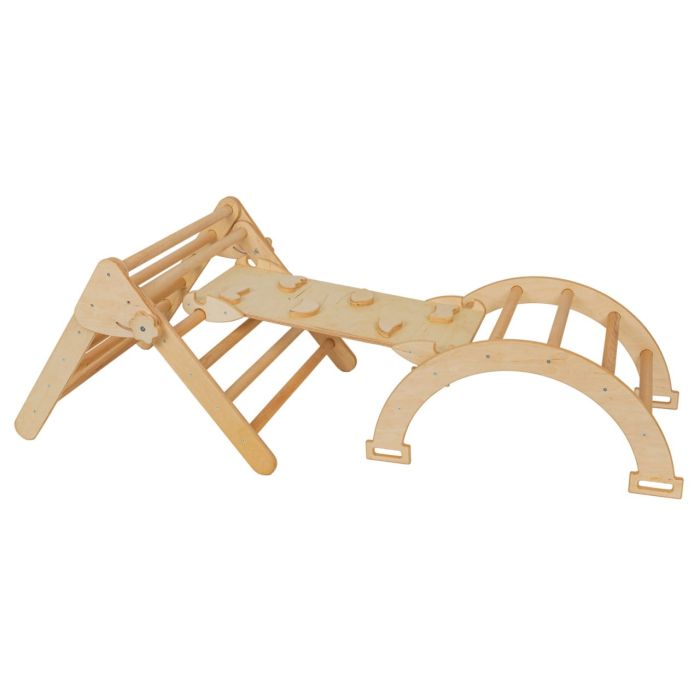 Set de joaca 3in1 Pikler/Montessori, triunghi de escaladare cu tobogan si arc de catarare [4]