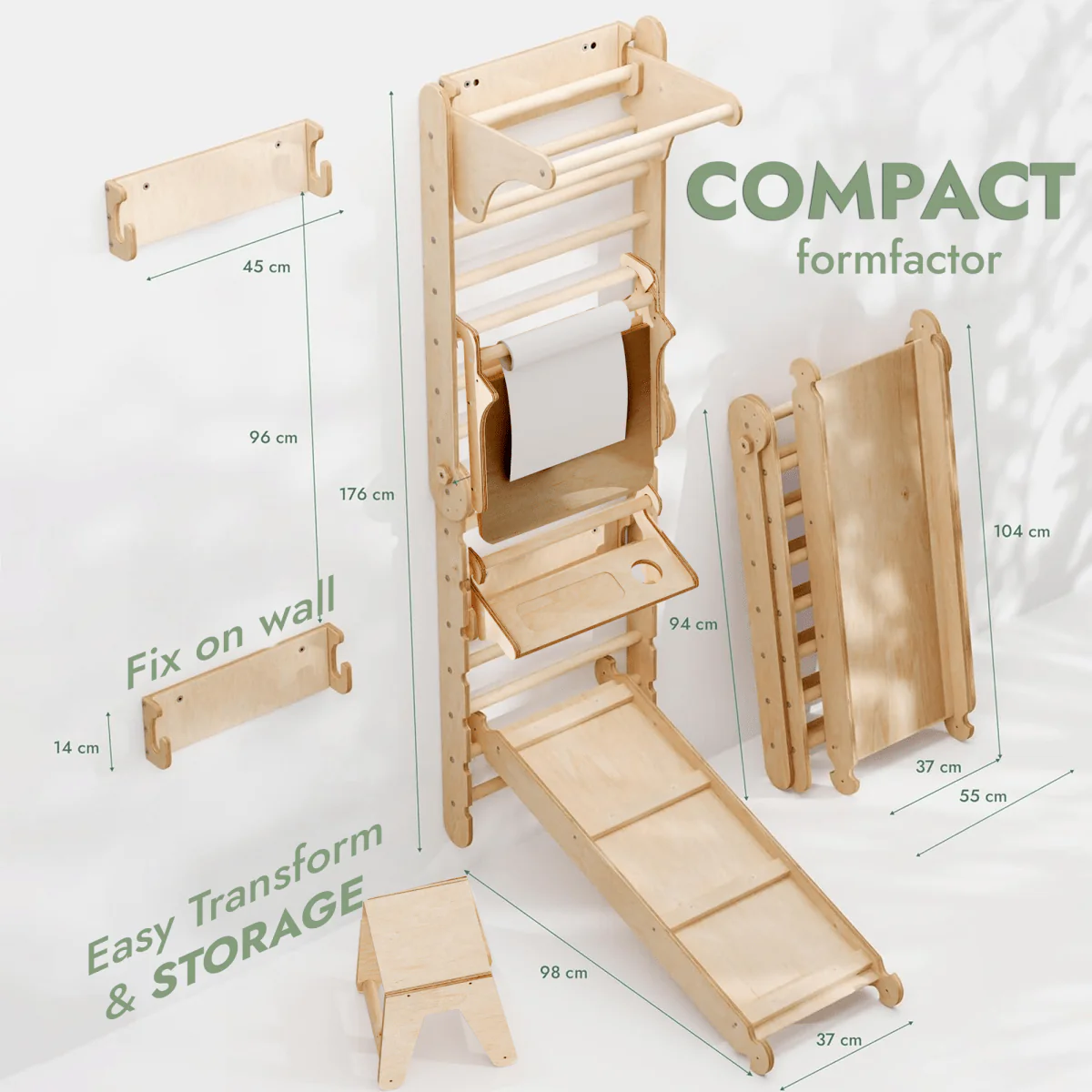 Spalier de gimnastică/scară de cățărat pentru copii + Set cu leagăn+ accesorii activități artistice [2]