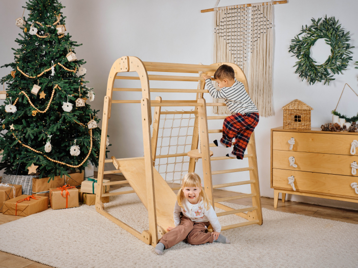 Spațiu de joacă de interior pentru copii mici  6în1: Loc de joacă + Set de leagăne + Tobogan [6]