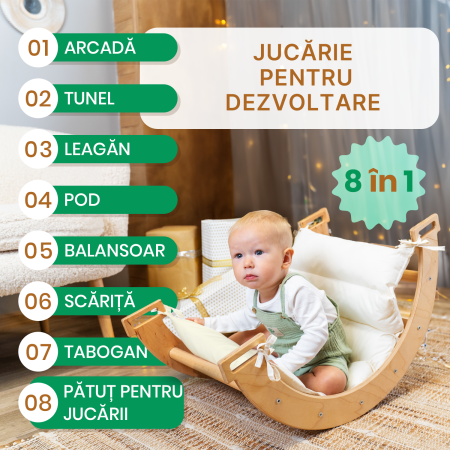 Balansoar Pikler din lemn, tip Montessori, multifunctional, cu perna [1]