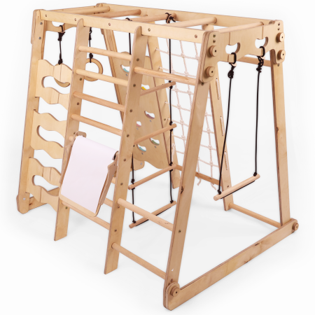 Jucarii pentru copii - Complex de gimnastică de interior 6în1 pentru copii mici: loc de joacă + set de leagăne + tobogan + frânghie + scări