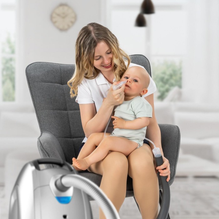 Aspirator nazal pentru bebelusi, cu adaptor pentru aspiratorul casnic, varf din silicon moale, sterilizabil la abur, saculet depozitare si 4 filtre, Reer 79149 [5]