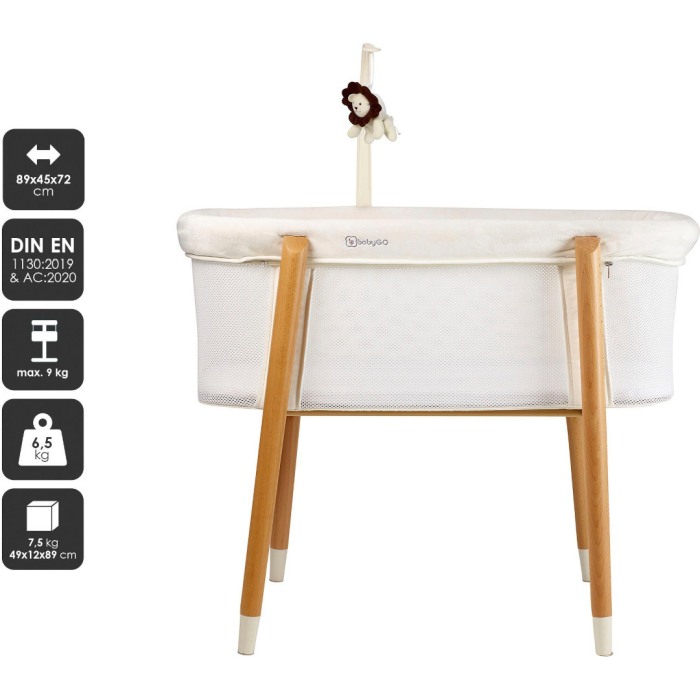 BabyGo - Patut cu cadru din Lemn si Bara de Jucarii Sleepgood Mesh [8]